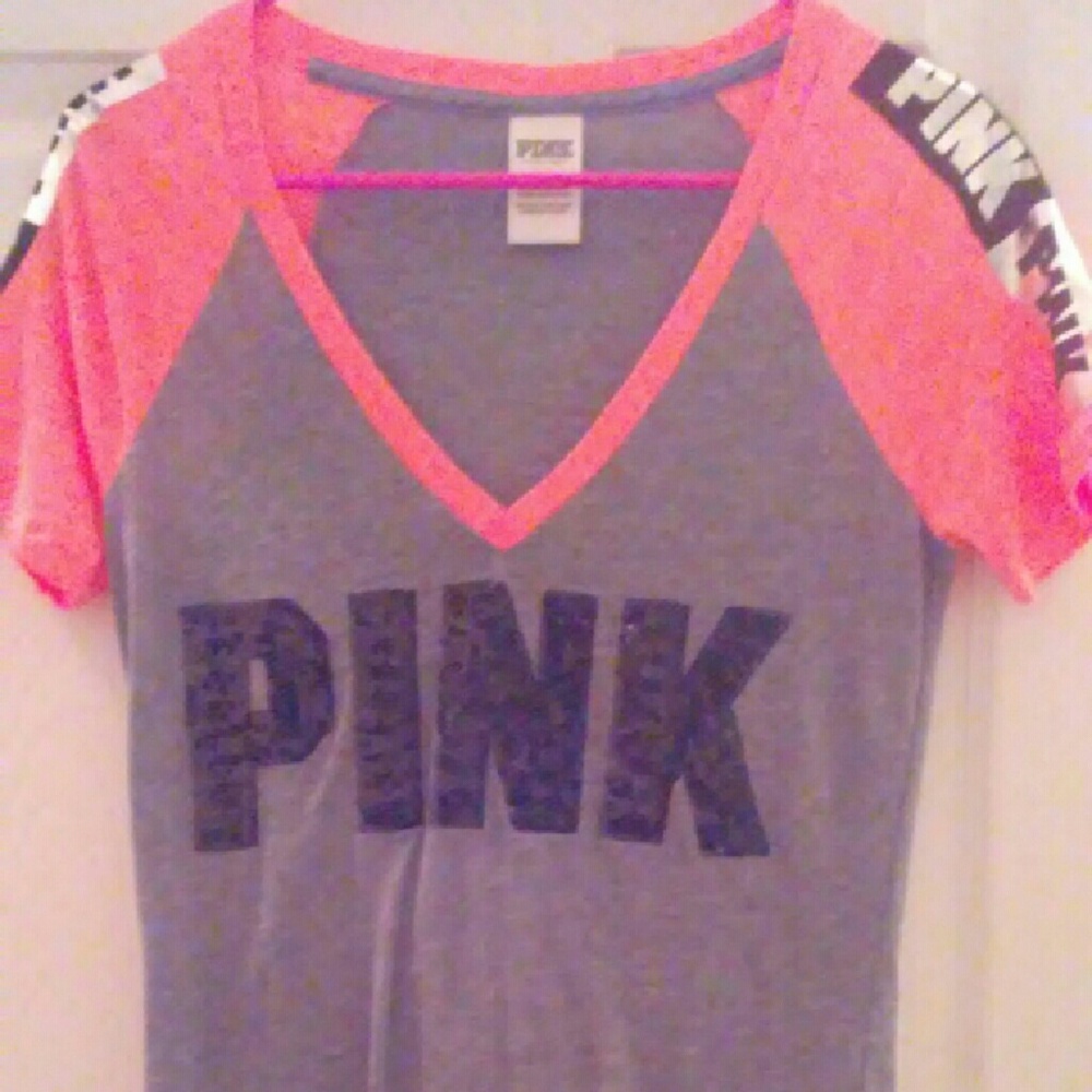PINK VICTORIA SECRET BLING T SHIRT